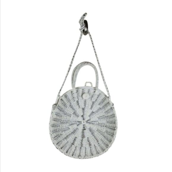 Mudpie white and silver wicker handbag shoulder strap and handles used 1x EUC - Picture 1 of 10